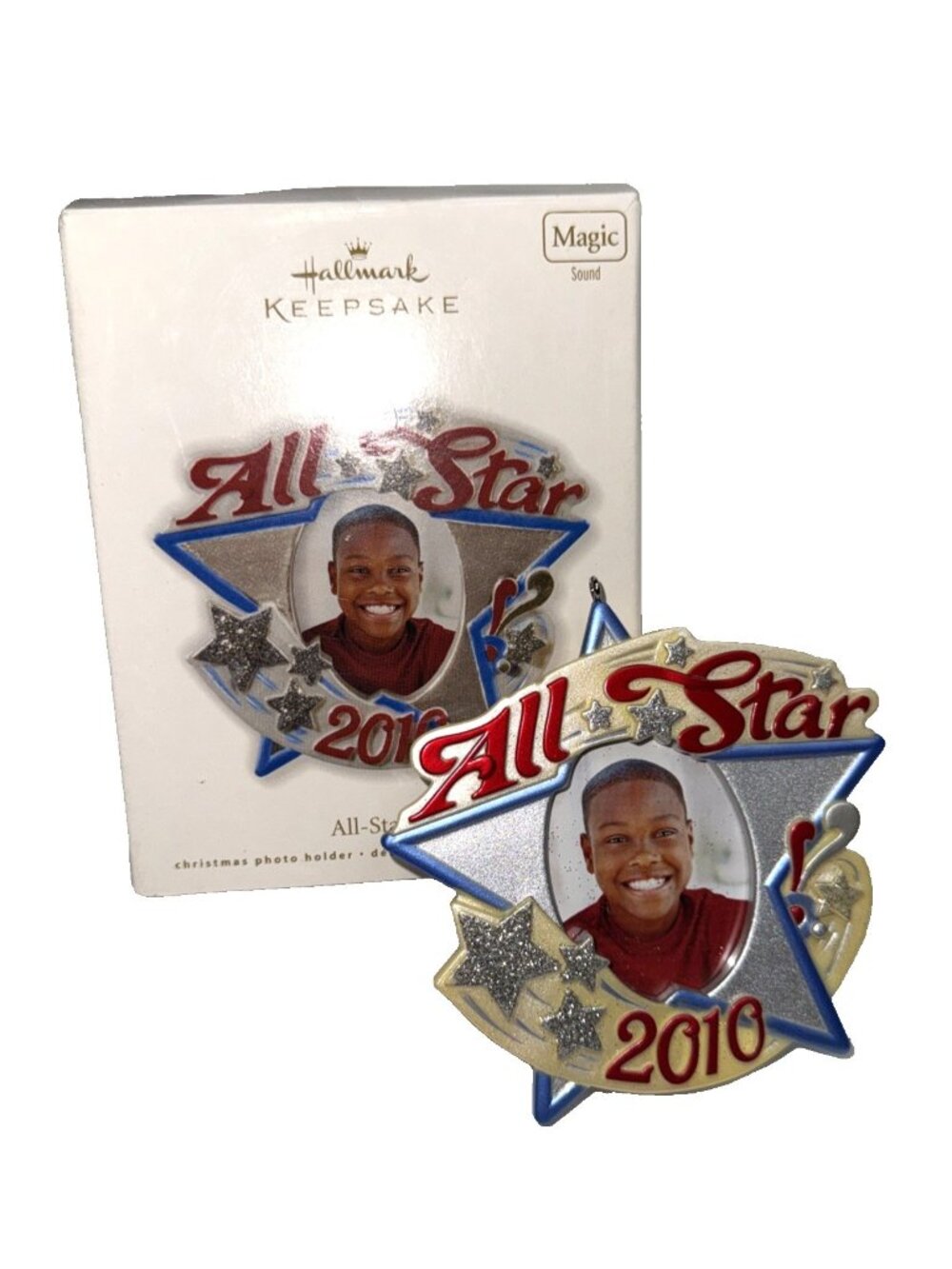 New Vintage Hallmark Keepsake All-Star Kid Christmas Ornament 2010 MAGIC SOUND